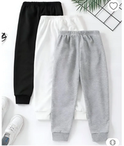 Boy's 3-Pack White, Grey & Black Striped Joggers