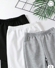 Boy's 3-Pack White, Grey & Black Striped Joggers