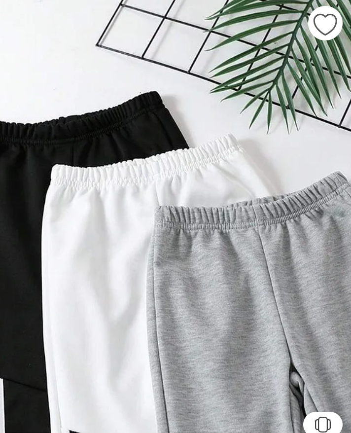 Boy's 3-Pack White, Grey & Black Striped Joggers