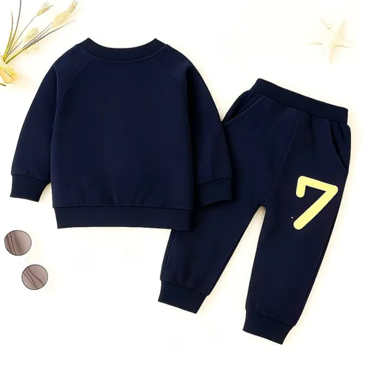 Boys Cotton Light Winter Knit Full Sleeves Text Printed Sweatshirt With Joggers Set Pack of 2