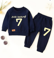 Boys Cotton Light Winter Knit Full Sleeves Text Printed Sweatshirt With Joggers Set Pack of 2