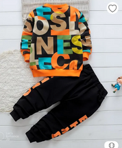 Boys Cotton Light Winter Knit Full Sleeves Lion & Text Printed Sweatshirt With Joggers Set Pack of 2
