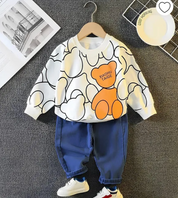 Boys Light Winter Cotton Knit Full Sleeves Printed Sweatshirt With Pant Pack of 2
