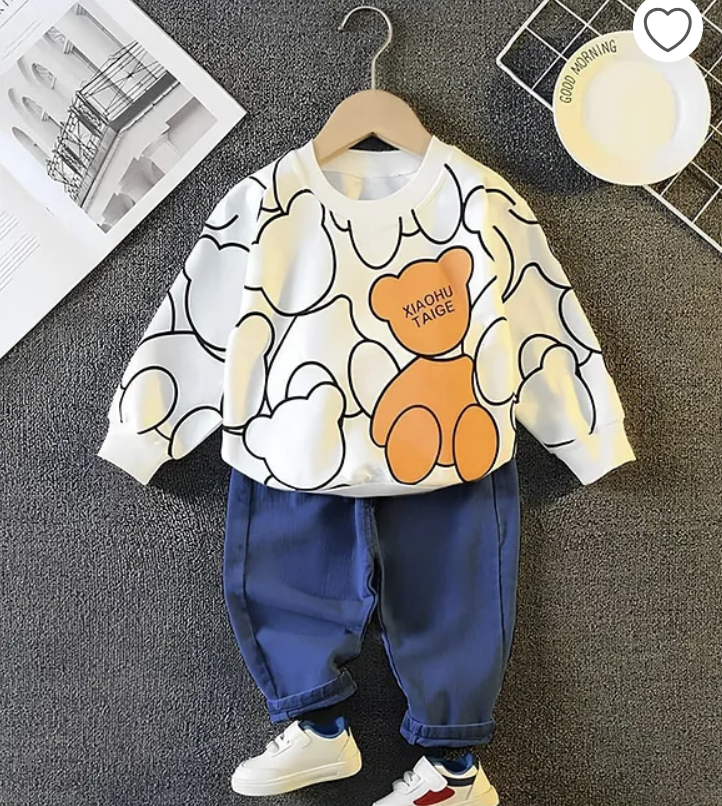 Boys Light Winter Cotton Knit Full Sleeves Printed Sweatshirt With Pant Pack of 2
