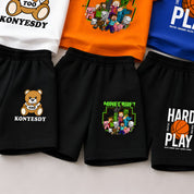 Googo Gaaga Boys Cotton Printed T-Shirt & Shorts Pack of 3 - White, Orange & Blue