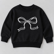 Googo Gaaga Girls Black Bow Print Sweatshirt with Blue Denim Jeans Set