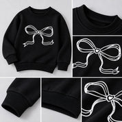 Googo Gaaga Girls Black Bow Print Sweatshirt with Blue Denim Jeans Set