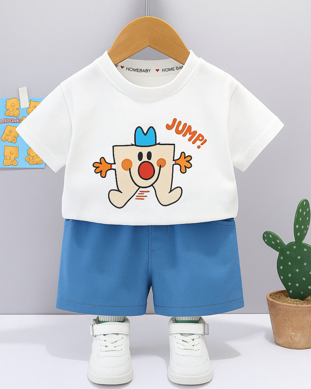 White jump kid Tshirts & Shorts