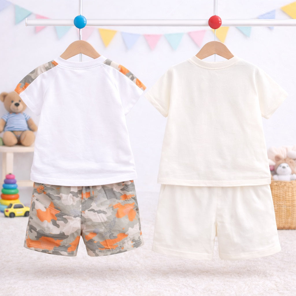 Boys Cotton Half Sleeves T-Shirt & Shorts Set Pack Of 2