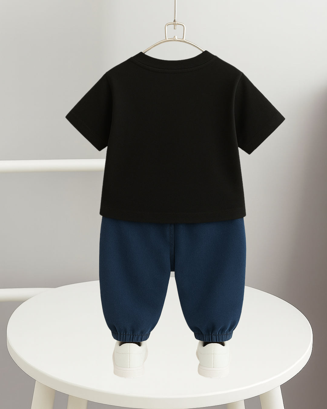 Boy's Cotton Dino Printed Tshirt with Pant in Black