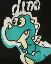 Boy's Cotton Dino Printed Tshirt with Pant in Black