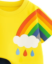 Boy's Cotton Rainbow Printed Tshirt with Pant in Yellow