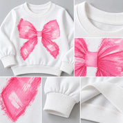 Googo Gaaga Girls White Pink Bow Print Sweatshirt with Blue Denim Jeans Set