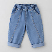 Googo Gaaga Girls White Pink Bow Print Sweatshirt with Blue Denim Jeans Set