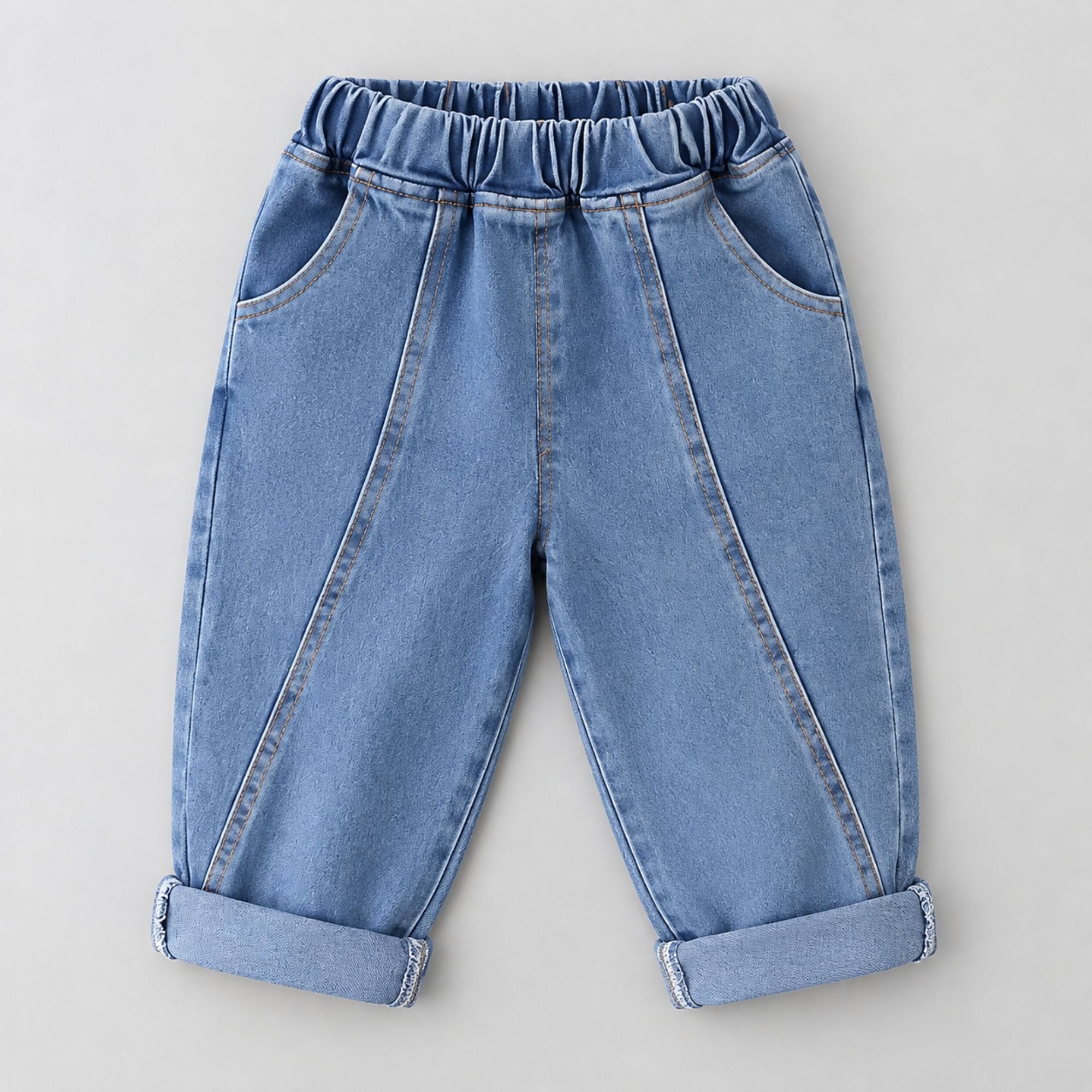 Googo Gaaga Girls White Pink Bow Print Sweatshirt with Blue Denim Jeans Set