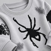 Googo Gaaga Boys Grey Spider Graphic Sweatshirt with Blue Denim Jeans Set