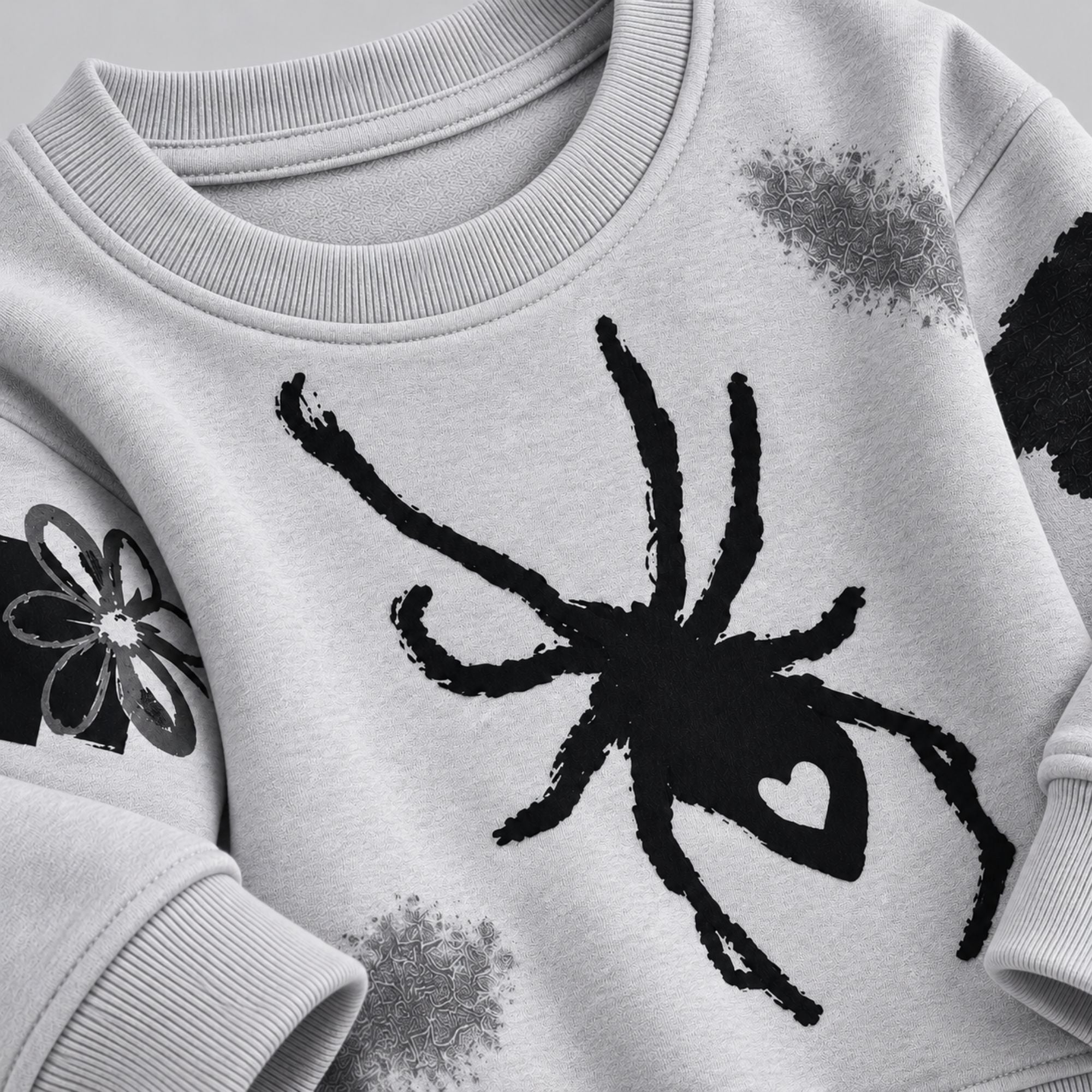 Googo Gaaga Boys Grey Spider Graphic Sweatshirt with Blue Denim Jeans Set