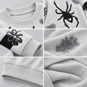 Googo Gaaga Boys Grey Spider Graphic Sweatshirt with Blue Denim Jeans Set