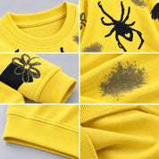 Googo Gaaga Boys Yellow Spider Graphic Sweatshirt with Blue Denim Jeans Set