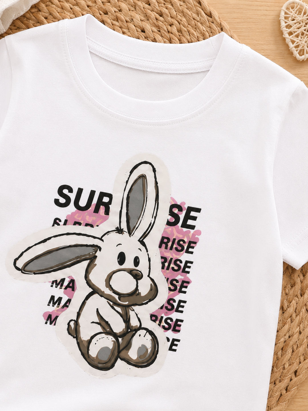 Googo Gaaga Girls Cotton Rabbit Printed T-Shirt & Shorts Set - White