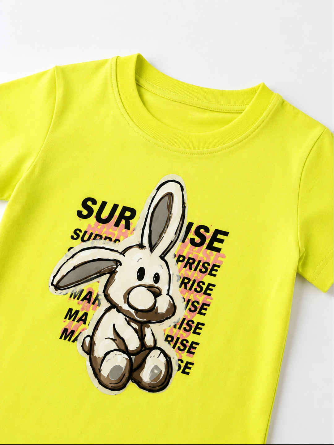 Googo Gaaga Girls Cotton Rabbit Printed T-Shirt & Shorts Set - Yellow