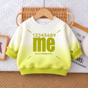 Googo Gaaga Girls Off-White and Neon Green Ombre Typography Me Text Printed Full-Sleeve Sweatshirt