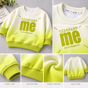 Googo Gaaga Girls Off-White and Neon Green Ombre Typography Me Text Printed Full-Sleeve Sweatshirt