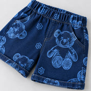 Googo Gaaga Girls Navy Blue Teddy Bear Printed Shirt and Shorts Set