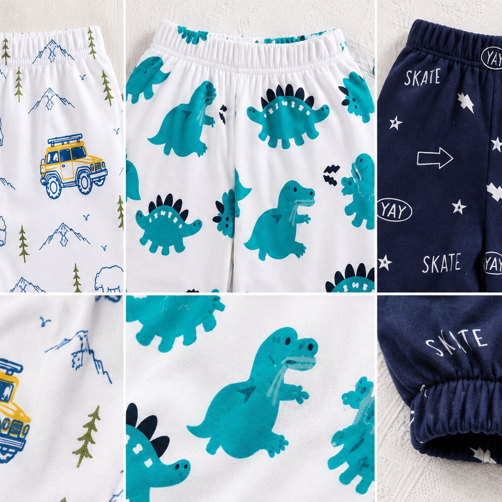 Googo Gaaga Girls Truck-CoolSkate, Dinosaur & Skate Printed Cotton Joggers – Pack of 3