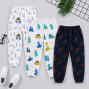 Googo Gaaga Kids Adventure, Dinosaur & Skateboard Printed Cotton Joggers – Pack of 3