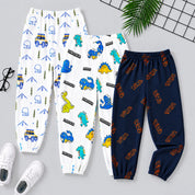 Googo Gaaga Kids Adventure, Dinosaur & Skateboard Printed Cotton Joggers – Pack of 3