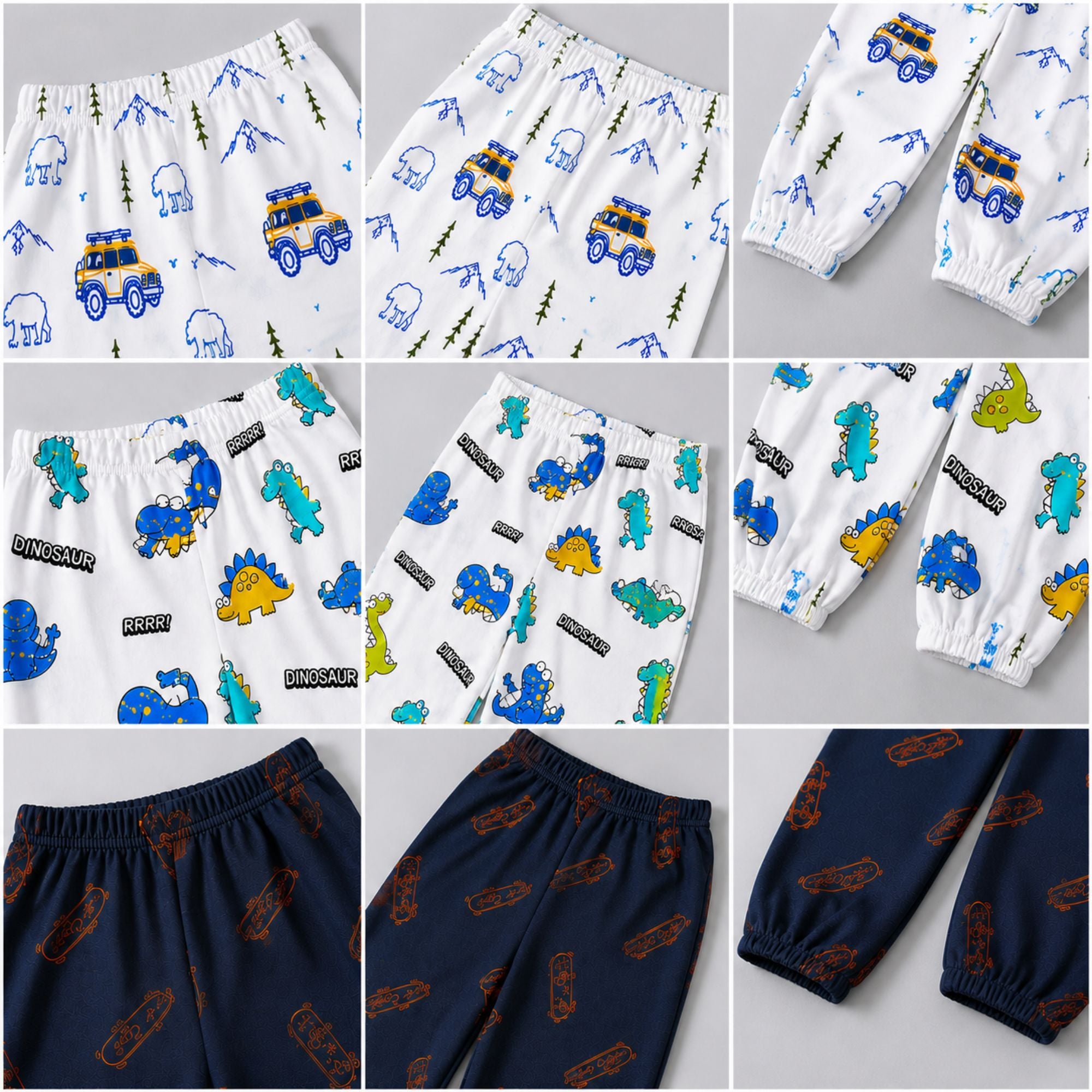 Googo Gaaga Kids Adventure, Dinosaur & Skateboard Printed Cotton Joggers – Pack of 3