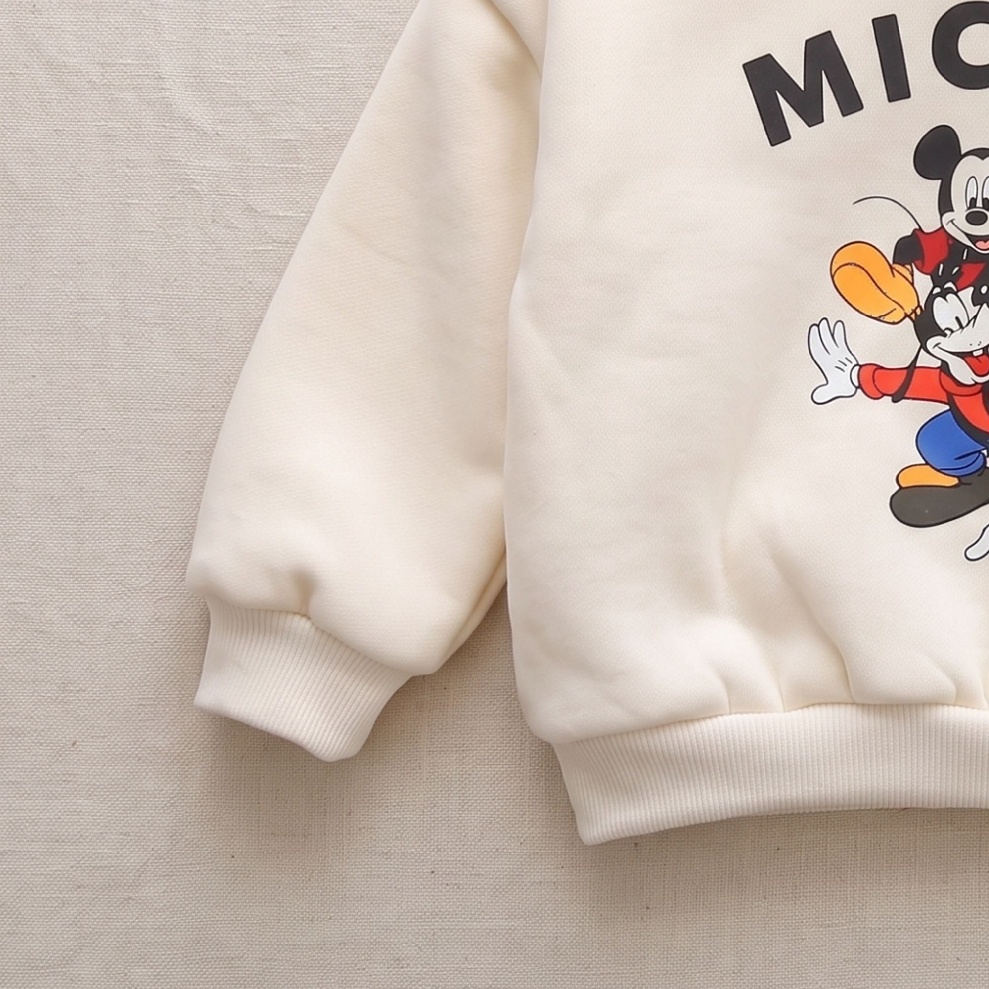 Googo Gaaga Kids Mickey Mouse & Donald Duck Printed Hooded Sweatshirt – Cream