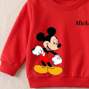 Googo Gaaga Kids Disney Mickey Mouse Printed Sweatshirt & Jogger Set – Red & Grey