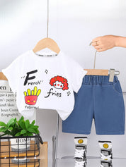 Boys Printed T-shirt with Shorts