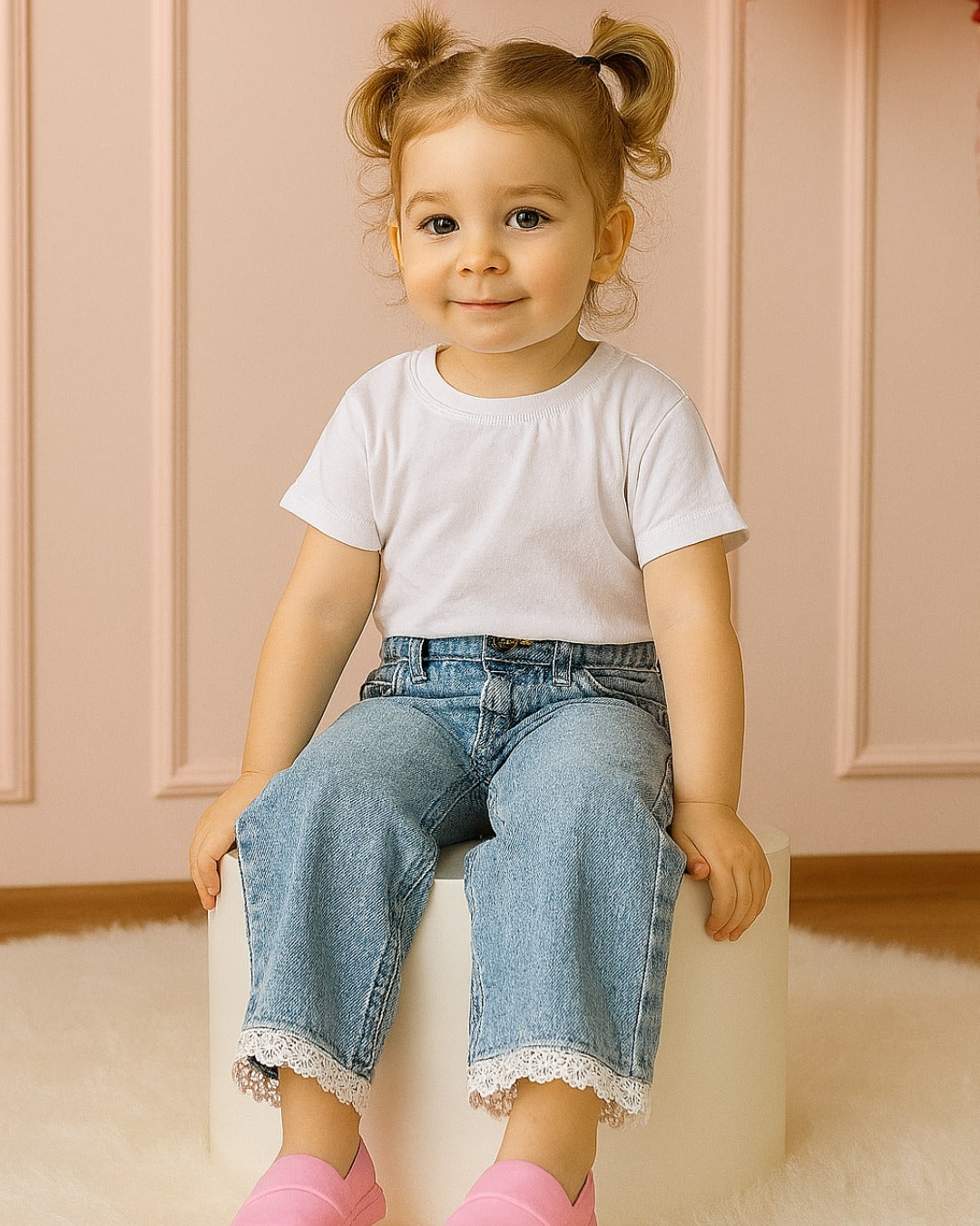 Girls Lite  Blue LACE Denim