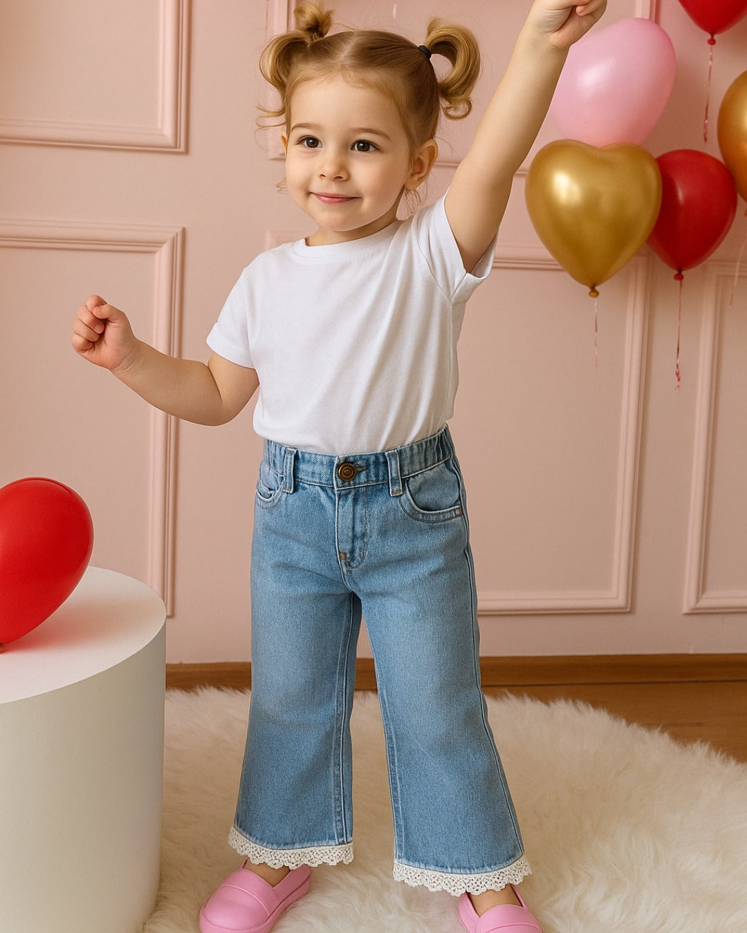 Girls Lite  Blue LACE Denim