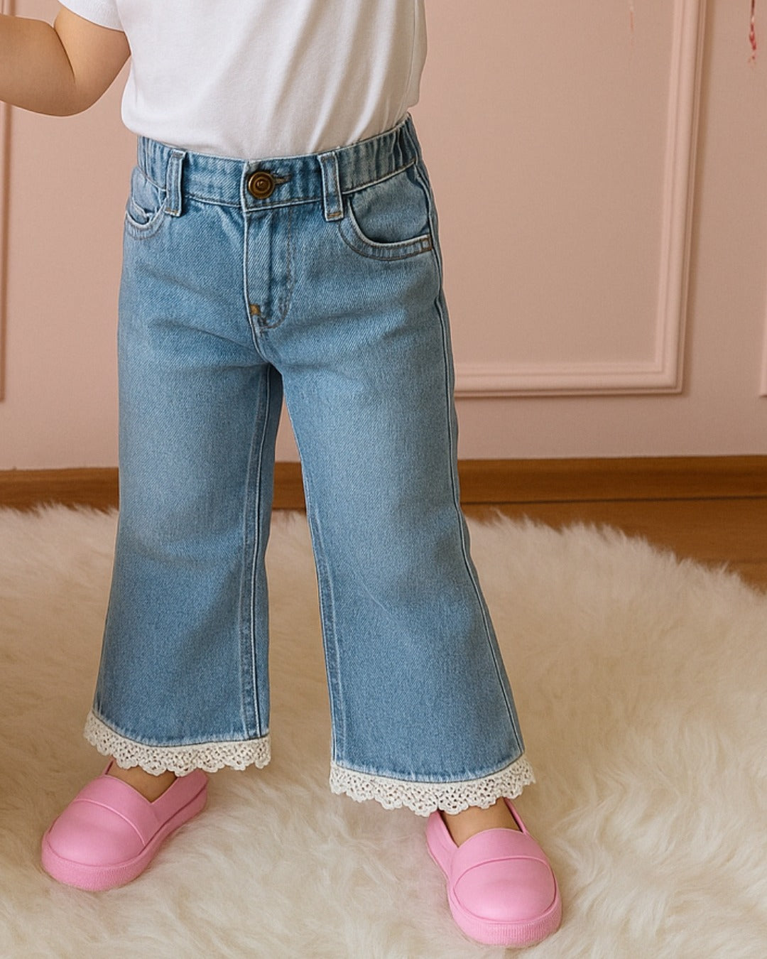 Girls Lite  Blue LACE Denim