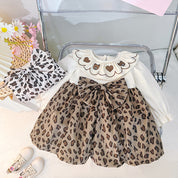 Girl's Brown Tiger Print Full-Sleeve Frock
