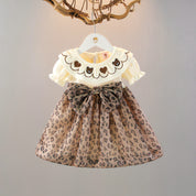 Girl's Brown Tiger Print Full-Sleeve Frock
