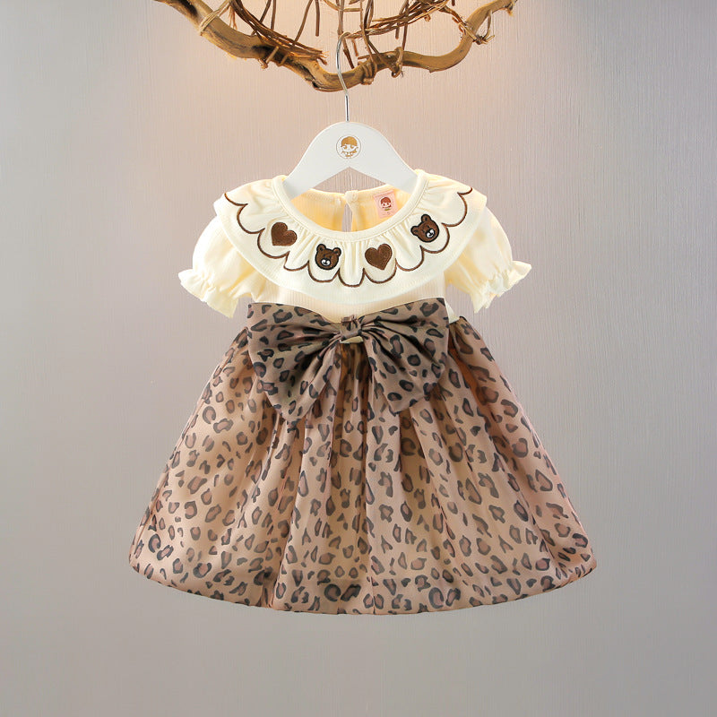 Girl's Brown Tiger Print Full-Sleeve Frock