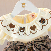 Girl's Brown Tiger Print Full-Sleeve Frock