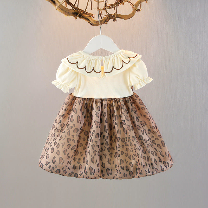 Girl's Brown Tiger Print Full-Sleeve Frock