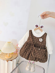 Girl's Coffee Half-Sleeve Frock