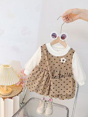 Girl's Brown Half-Sleeve Frock