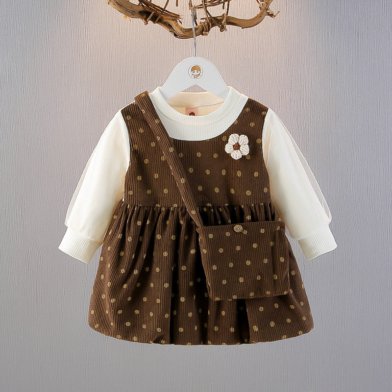 Girl's Coffee Half-Sleeve Frock