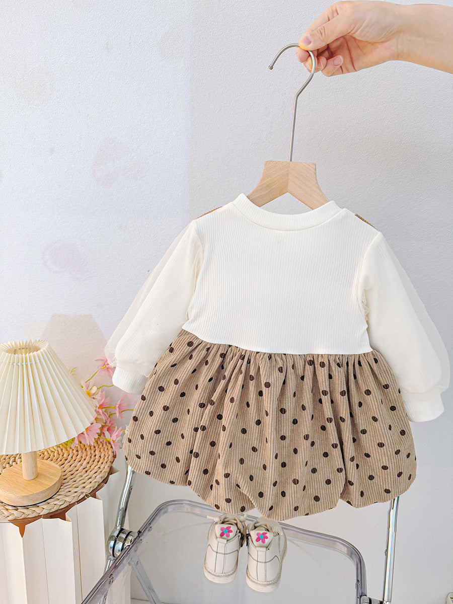 Girl's Brown Half-Sleeve Frock