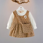Girl's Brown Half-Sleeve Frock