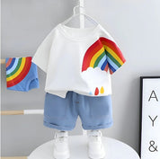 Boys Cotton Light Winter Knit Rainbow & Camouflage Printed Sweatshirt T-shirt and Bottoms Set Pack of 2 - Black & White