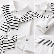 Googo Gaaga Kids White Layered-Look Shirt with Blue Denim Jeans Set